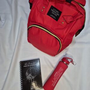 Combo : Mochila impermeable +Botella sport 500ml Ac. inox. + Agenda dura 2027