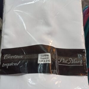 Juego de cortinas de tela tropical mecánico blanco